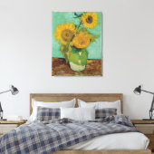 Vase mit drei Sonnenblumen, Vincent van Gogh Leinwanddruck (Insitu (Schlafzimmer))