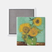 Vase mit drei Sonnenblumen, Vincent van Gogh Magnet (Vorderseite/Rückseite)