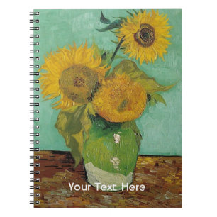 Vase mit drei Sonnenblumen, Vincent van Gogh Notizblock