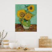 Vase mit drei Sonnenblumen, Vincent van Gogh Poster (Küche)