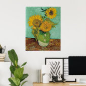 Vase mit drei Sonnenblumen, Vincent van Gogh Poster (Heimbüro)