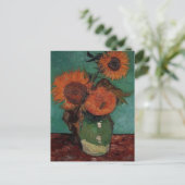 Vase mit drei Sonnenblumen, Vincent van Gogh Postkarte (Stehend Vorderseite)