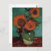 Vase mit drei Sonnenblumen, Vincent van Gogh Postkarte (Vorne/Hinten)
