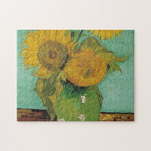 Vase mit drei Sonnenblumen, Vincent van Gogh Puzzle (Horizontal)