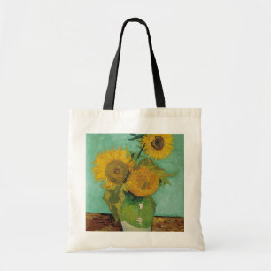 Vase mit drei Sonnenblumen, Vincent van Gogh Tragetasche