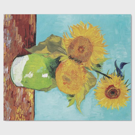 Vase mit drei Sonnenblumen von Vincent Van Gogh Geschenkpapier (Flach)