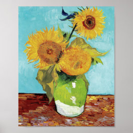 Vase mit drei Sonnenblumen von Vincent Van Gogh Poster