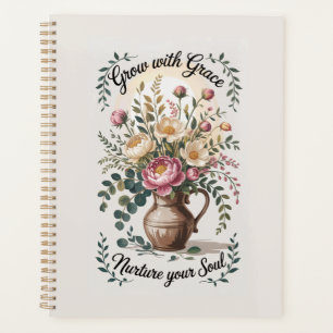 Vase mit Florals wachsen mit Grace Zitat Planer