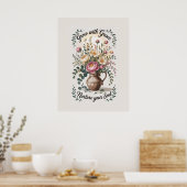 Vase mit Florals wachsen mit Grace Zitat Poster (Küche)