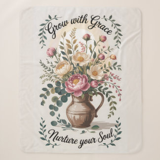 Vase mit Florals wachsen mit Grace Zitat Sherpadecke