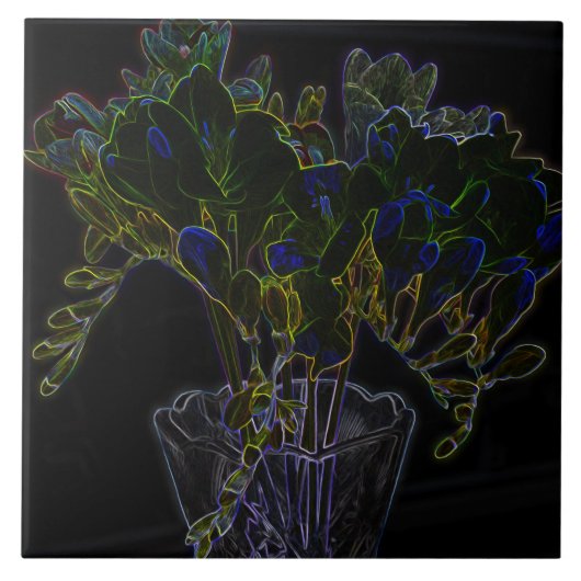 Vase mit Freesie Fliese (Vorderseite)