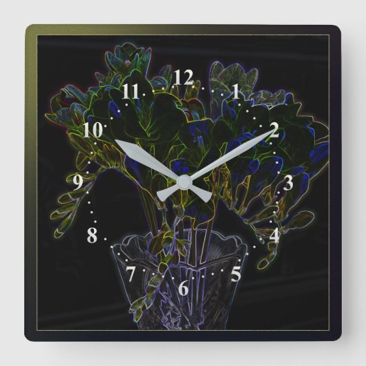 Vase mit Frost Quadratische Wanduhr (Vorderseite)