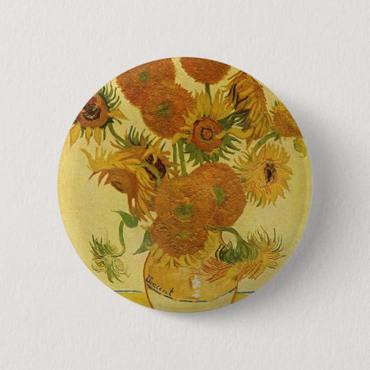 Vase mit fünfzehn Sonnenblumen durch Van Gogh Button (Vorderseite)