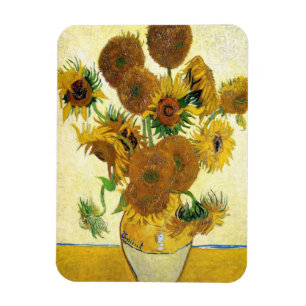 Vase mit fünfzehn Sonnenblumen von Vincent Van Go Magnet