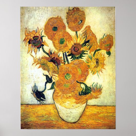 Vase mit fünfzehn Sonnenblumen von Vincent van Gog Poster (Vorne)