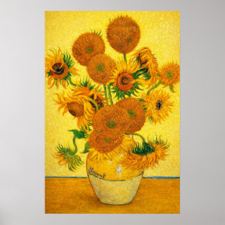 Vase mit fünfzehn Sonnenblumen von Vincent van Gog Poster