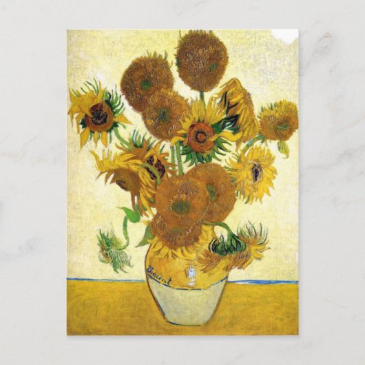 Vase mit fünfzehn Sonnenblumen von Vincent Van Gog Postkarte (Vorderseite)