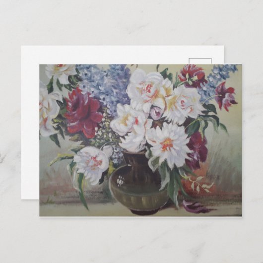 Vase mit geblümten Blume Postkarte (Vorne/Hinten)