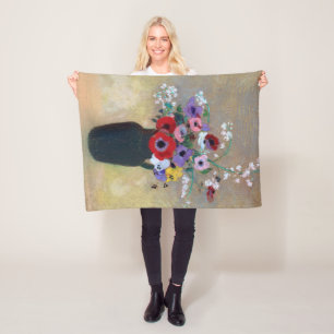 Vase mit gemischten Blume, Redon Fleecedecke