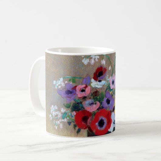 Vase mit gemischten Blume, Redon Kaffeetasse (Vorderseite Links)