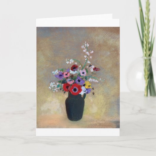 Vase mit gemischten Blume, Redon Karte (Vorderseite)