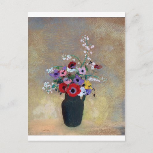 Vase mit gemischten Blume, Redon Postkarte (Vorderseite)