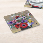 Vase mit gemischten Blume, Redon Rechteckiger Pappuntersetzer (angewinkelt)