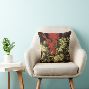 Vase mit Gladiolen, Nelken von Vincent van Gogh Kissen
