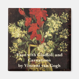 Vase mit Gladiolen, Nelken von Vincent van Gogh Magnet
