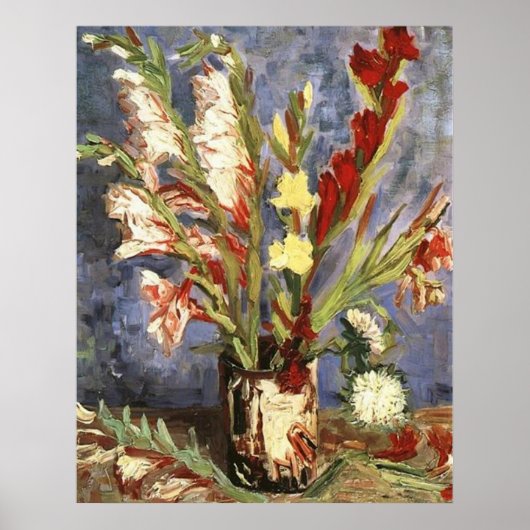 Vase mit Gladioli 1886, Vincent van Gogh Poster (Vorne)