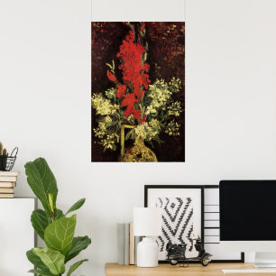 Vase mit Gladioli, Nelken von Vincent van Gogh Poster