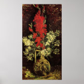 Vase mit Gladioli, Nelken von Vincent van Gogh Poster (Vorne)