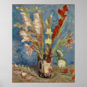 Vase mit Gladioli und Chinesisch Asters van Gogh Poster
