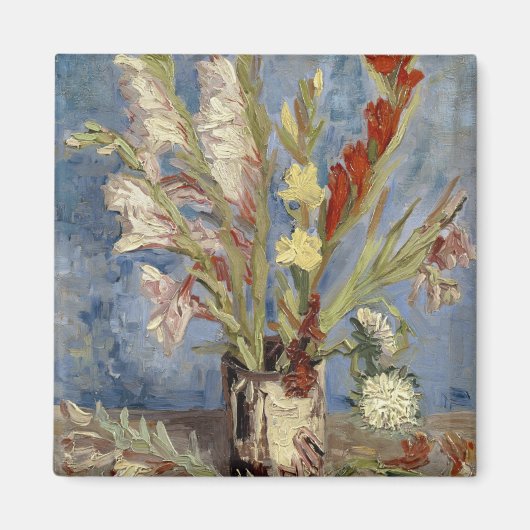 Vase mit Gladioli und chinesischen Astern von Van Magnet (Vorne)