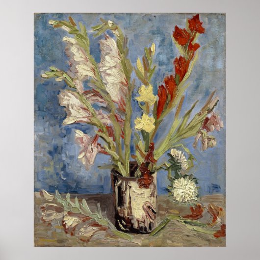 Vase mit Gladioli und chinesischen Astern von Van  Poster (Vorne)