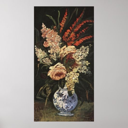 Vase mit Gladioli und Lilac von Vincent van Gogh Poster (Vorne)