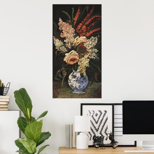 Vase mit Gladioli und Lilac von Vincent van Gogh Poster (Heimbüro)