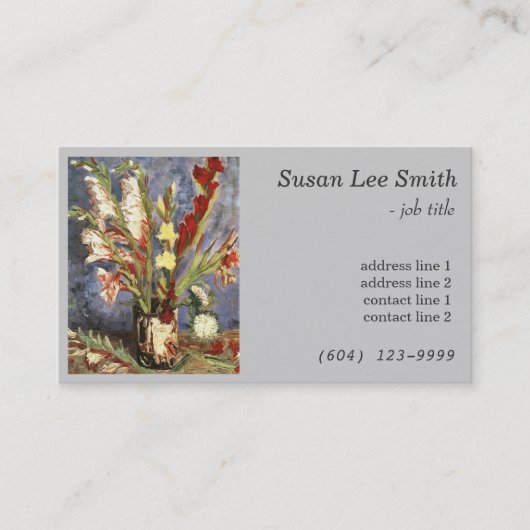Vase mit Gladioli von Vincent van Gogh. Grau Visitenkarte (Vorderseite)