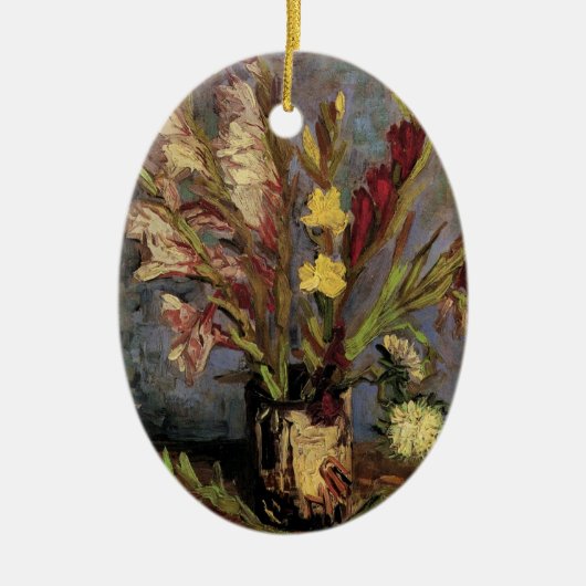 Vase mit Gladioli von Vincent van Gogh Keramik Ornament (Vorne)