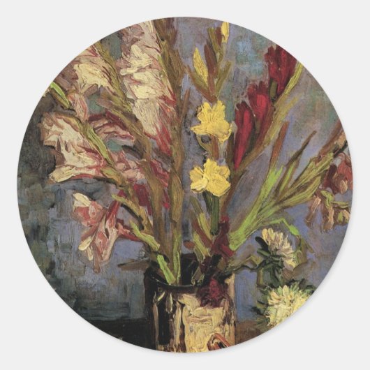 Vase mit Gladioli von Vincent van Gogh Runder Aufkleber (Vorderseite)