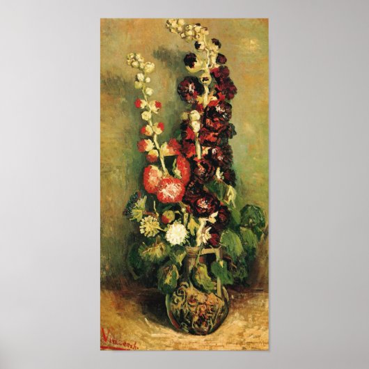 Vase mit Hollyhocks (F235) Van Gogh Fine Art Poster (Vorne)