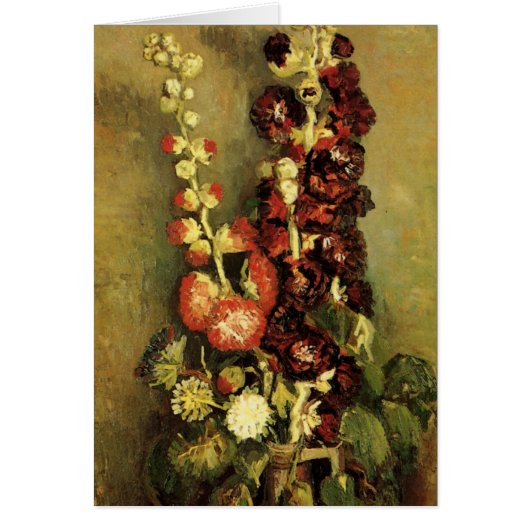 Vase mit Hollyhocks von Vincent van Gogh (Vorne)