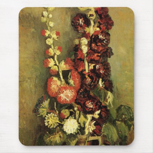 Vase mit Hollyhocks von Vincent van Gogh Mousepad (Vorne)