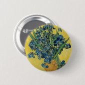 Vase mit Irisch von Van Gogh Button (Vorne & Hinten)