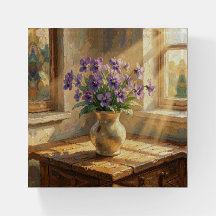Vase mit lila Veilchen Impasto