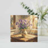 Vase mit lila Veilchen Impasto Karte (Stehend Vorderseite)