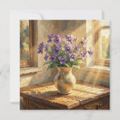 Vase mit lila Veilchen Impasto Karte (Vorderseite)