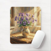Vase mit lila Veilchen Impasto Mousepad (Mit Mouse)