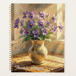Vase mit lila Veilchen Impasto personalisiert Planer