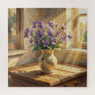 Vase mit lila Veilchen Impasto Puzzle